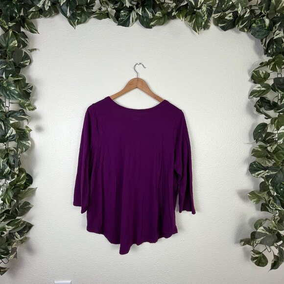 Lane Bryant Long Sleeve Scoop Neck Pocket Tee Purple Women’s Size 14/16 - Picture 2 of 8